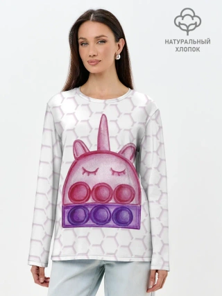 Лонгслив женский. Хлопок / POP IT ЕДИНОРОГ | ПОП ИТ