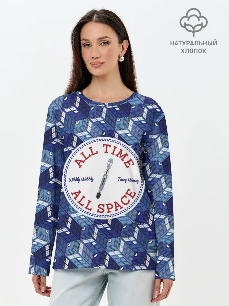 Лонгслив женский. Хлопок / Doctor Who Pattern