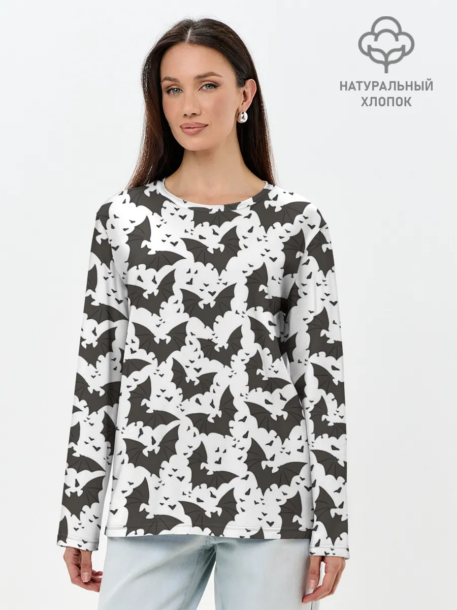 Лонгслив женский. Хлопок / Летучие мыши