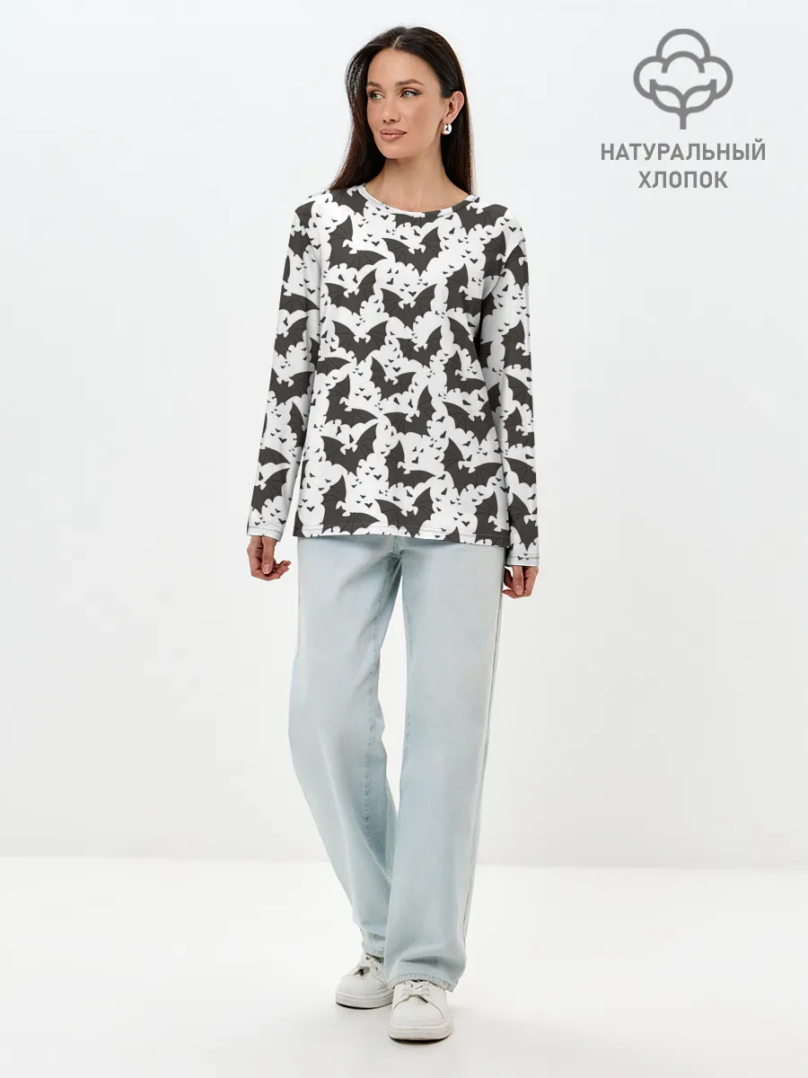 Лонгслив женский. Хлопок / Летучие мыши