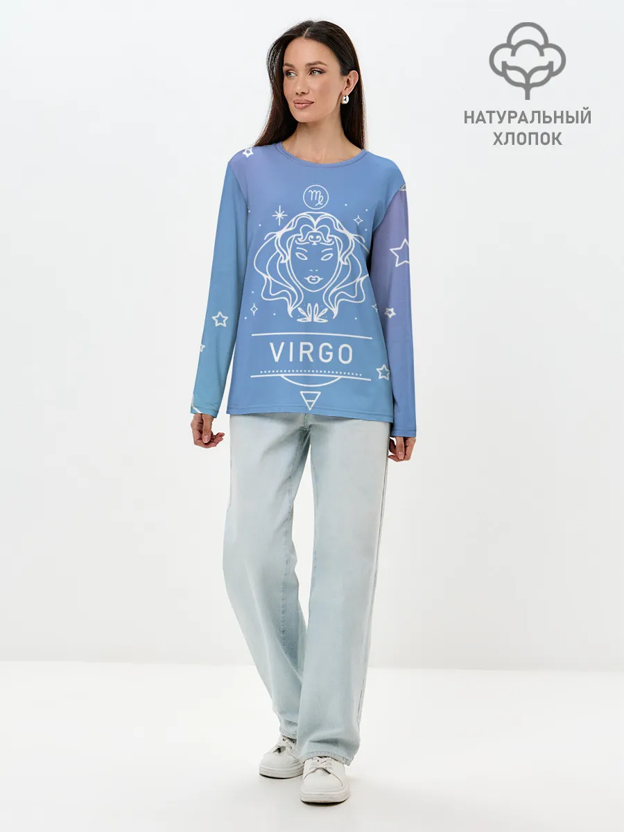 Лонгслив женский. Хлопок / Знак Дева