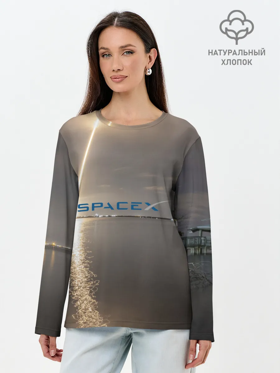 Лонгслив женский. Хлопок / SpaceX Dragon 2