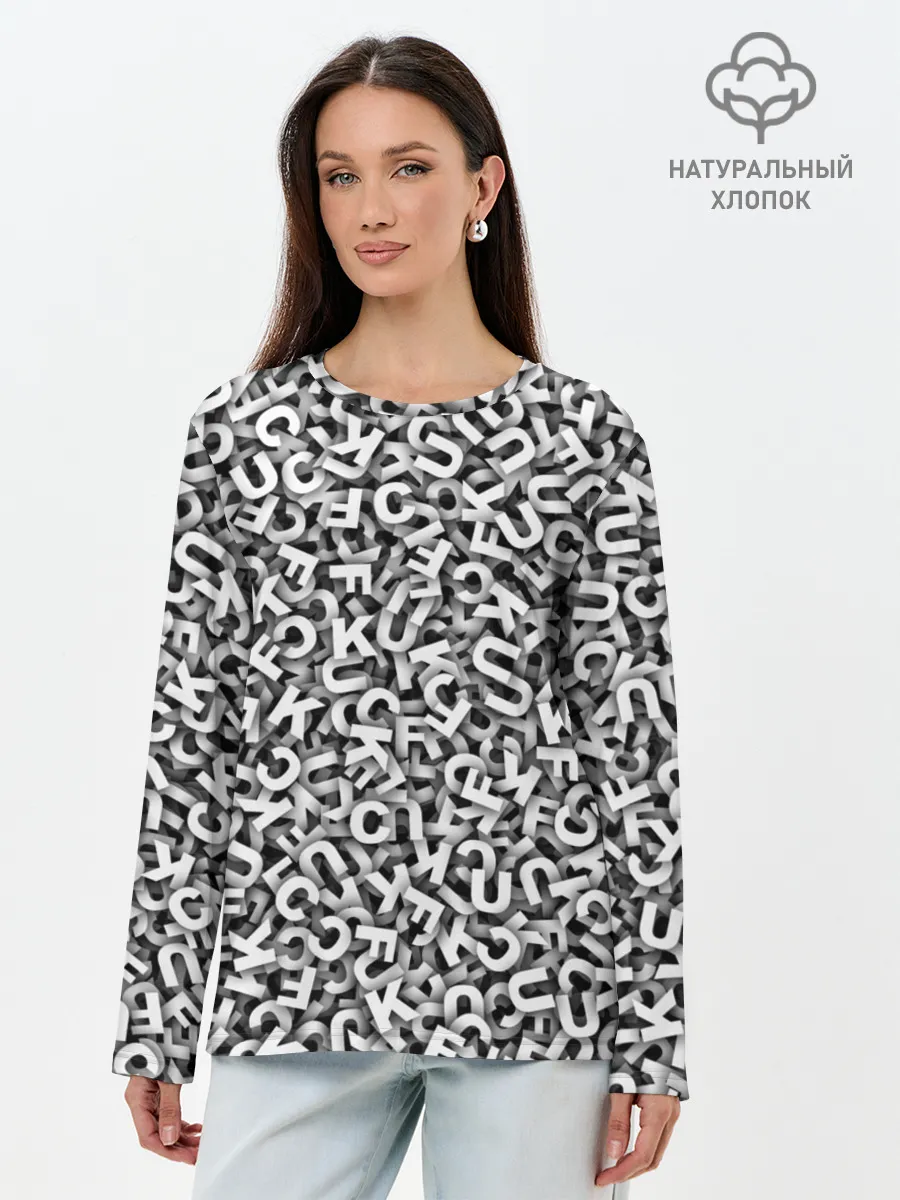 Лонгслив женский. Хлопок / Буквы UKFC