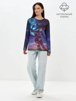Лонгслив женский. Хлопок / Mona | Genshin Impact | Геншин Импакт