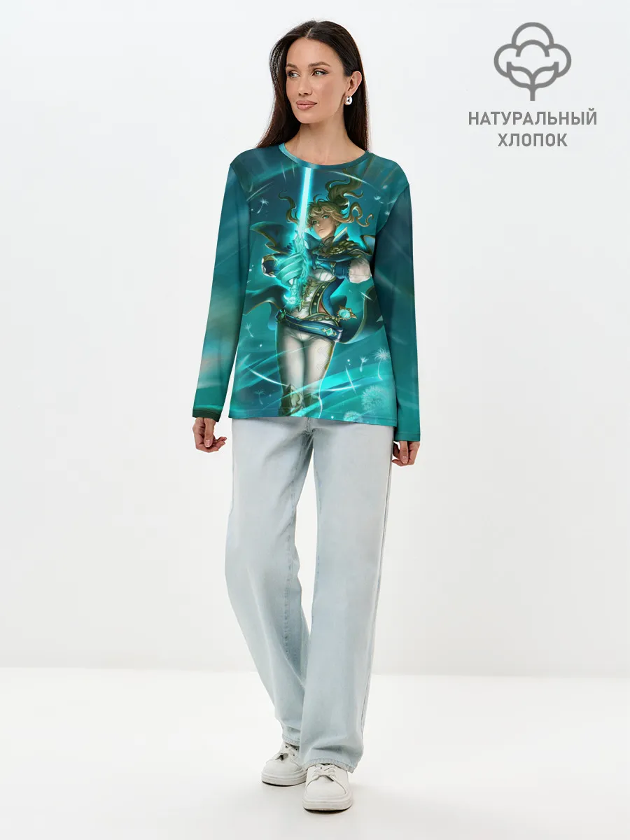 Лонгслив женский. Хлопок / Джин | Genshin Impact | Геншин Импакт