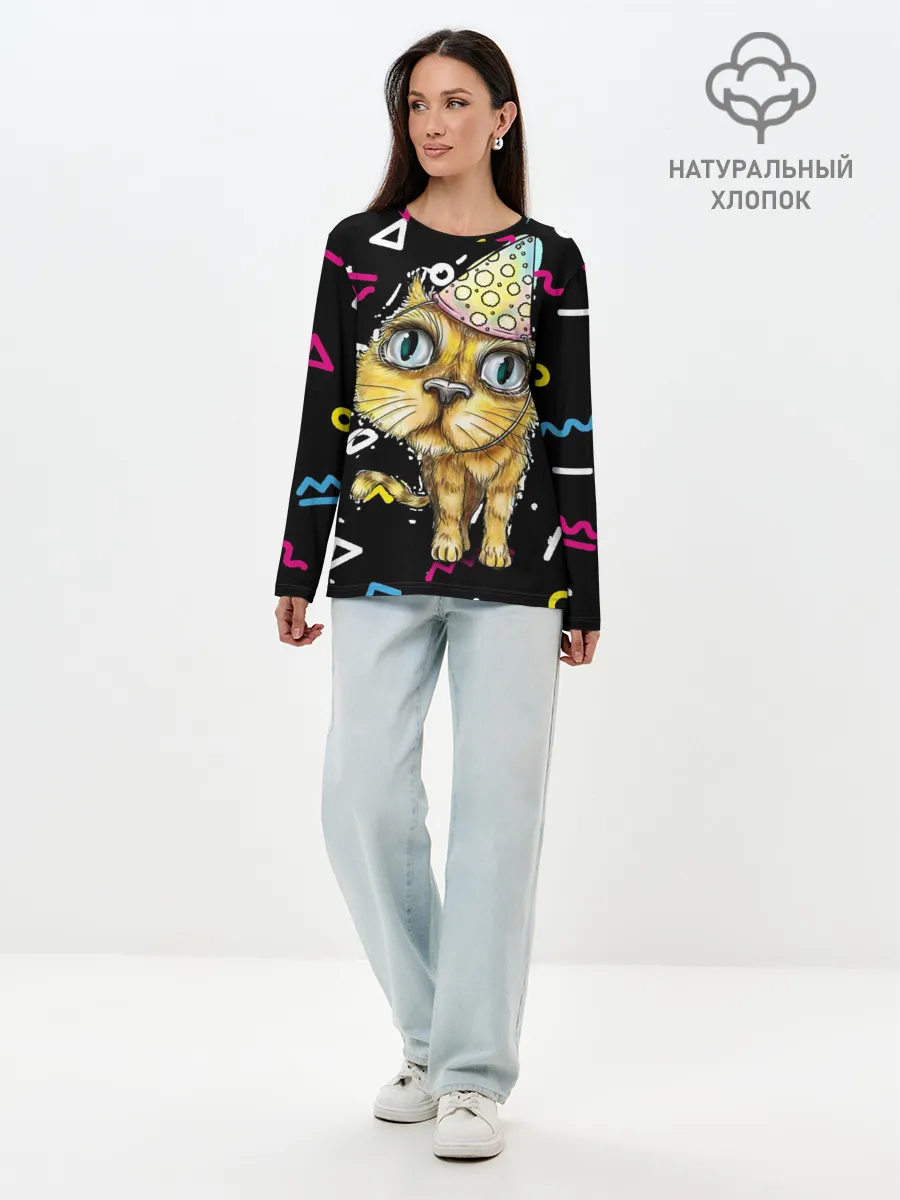 Лонгслив женский. Хлопок / Котик