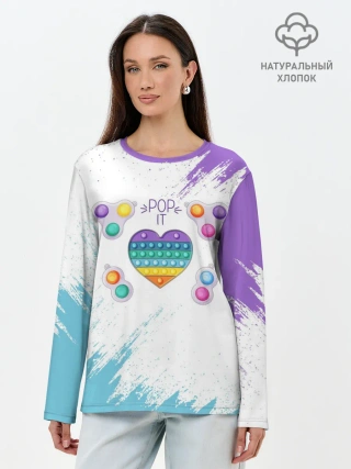 Лонгслив женский. Хлопок / POP IT HEART