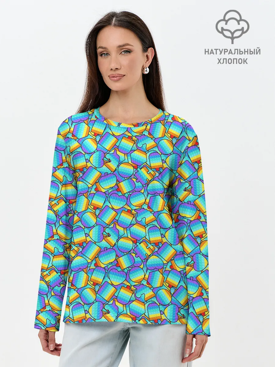 Лонгслив женский. Хлопок / POP IT MIX | ПОП ИТ