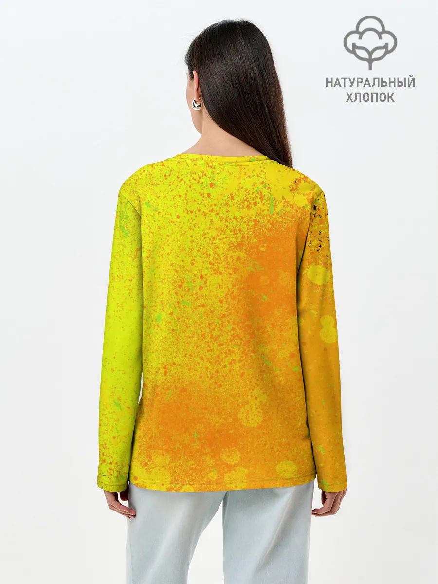 Лонгслив женский. Хлопок / Гитара и подсолнухи