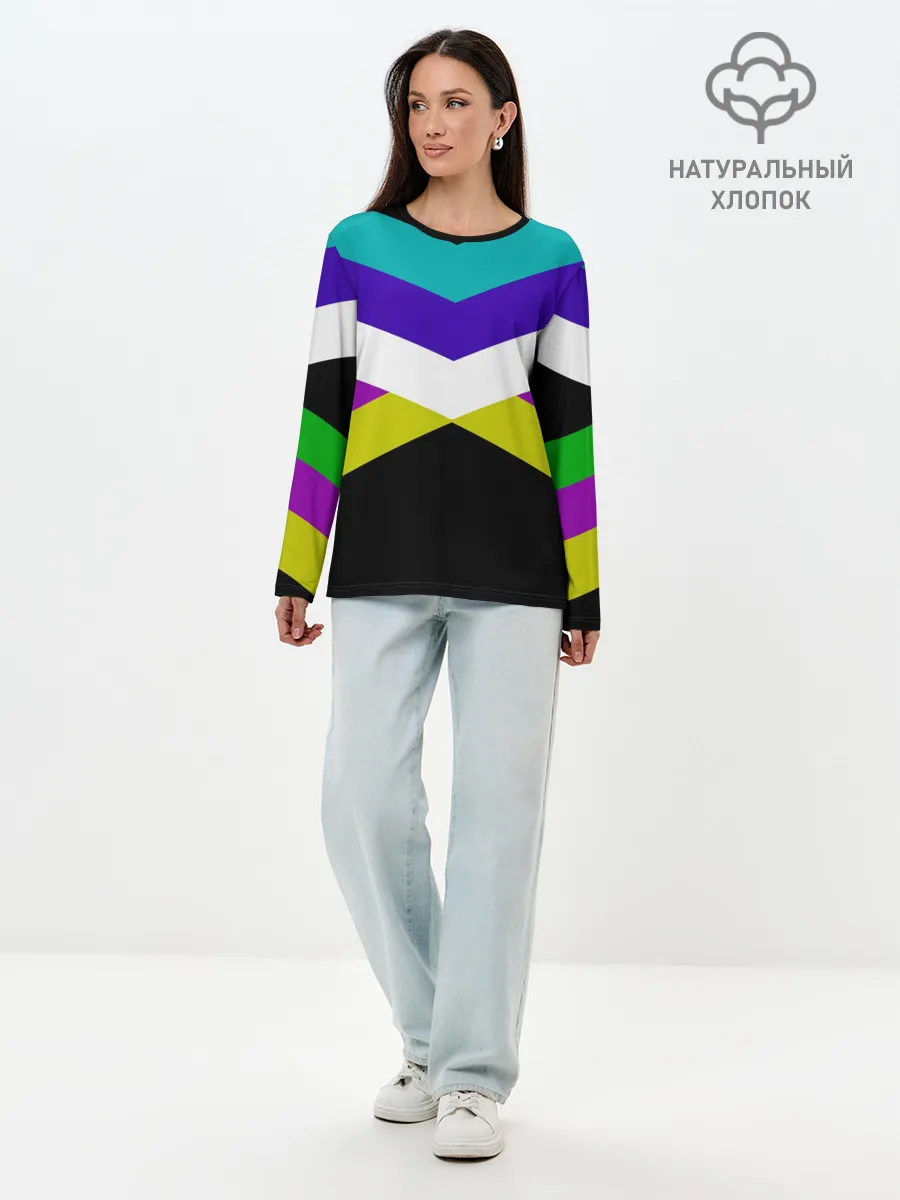 Лонгслив женский. Хлопок / Полосы