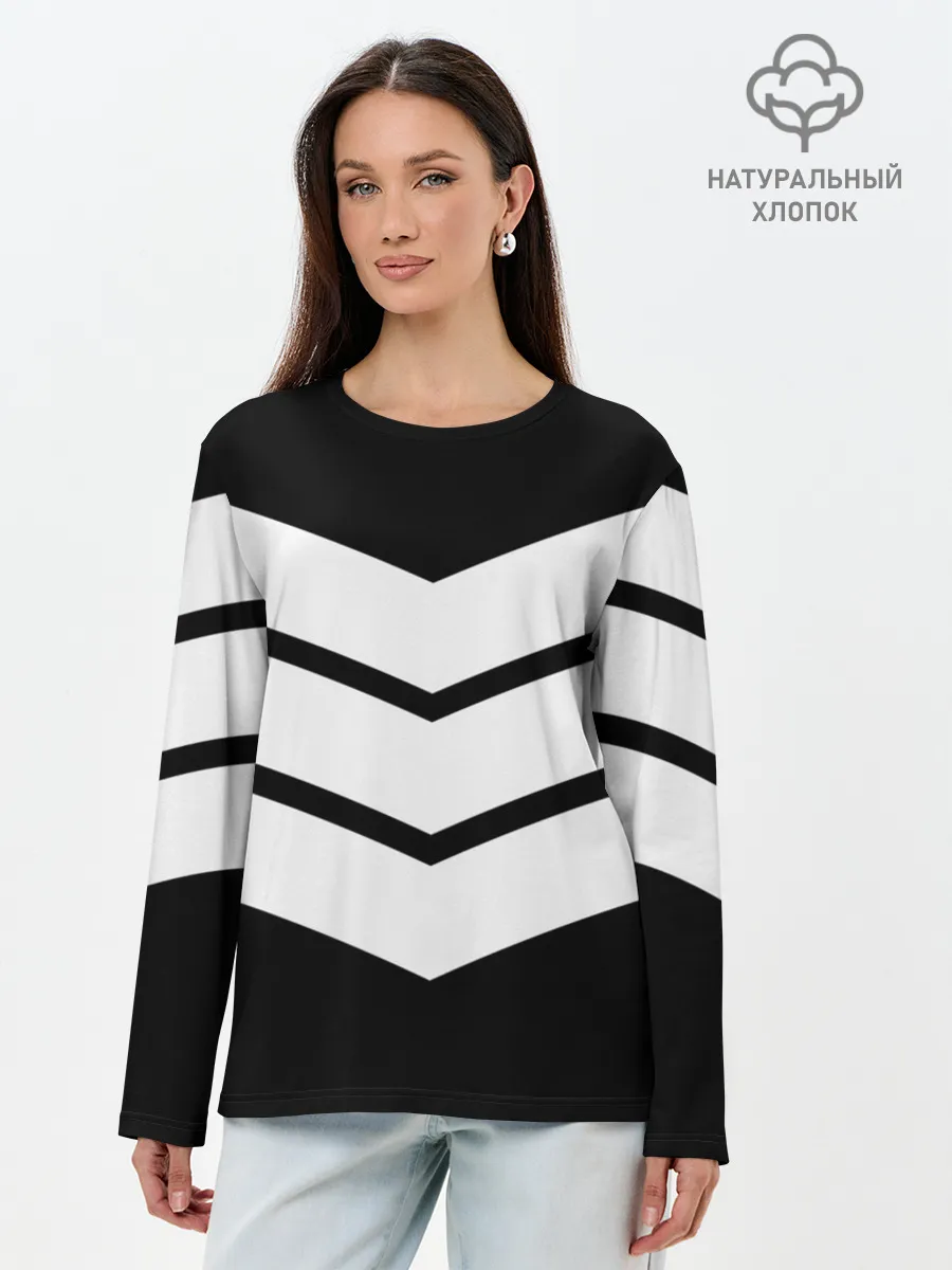 Лонгслив женский. Хлопок / Три полоски