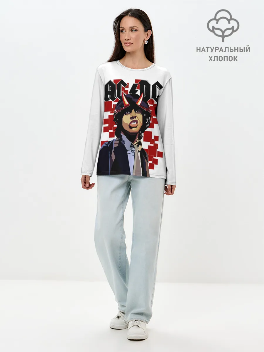 Лонгслив женский. Хлопок / AC/DC Ангус Янг