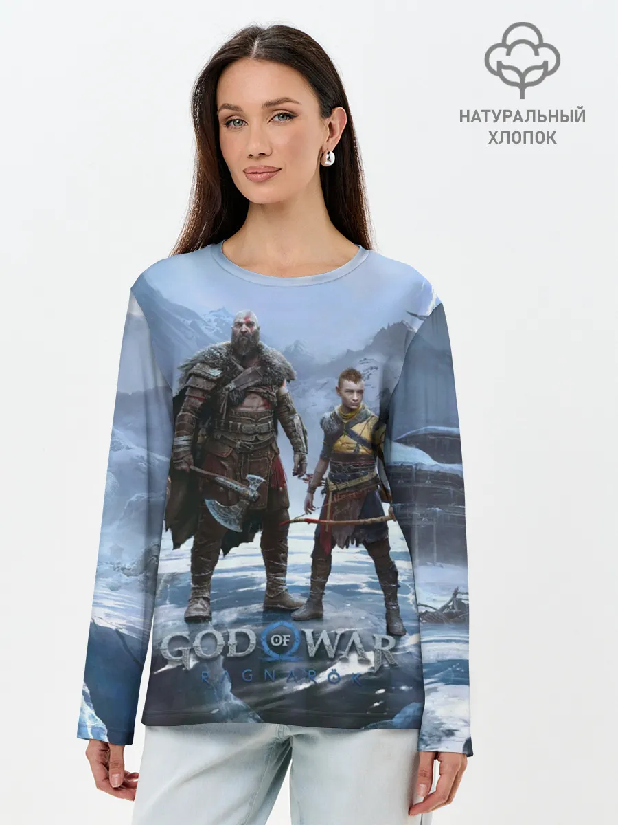 Лонгслив женский. Хлопок / Кратос и Атрей Рагнарек