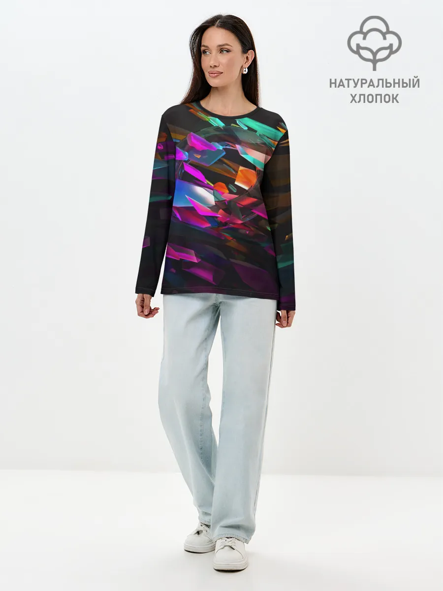 Лонгслив женский. Хлопок / Стеклянный лед