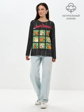 Лонгслив женский. Хлопок / Крутые Бобры