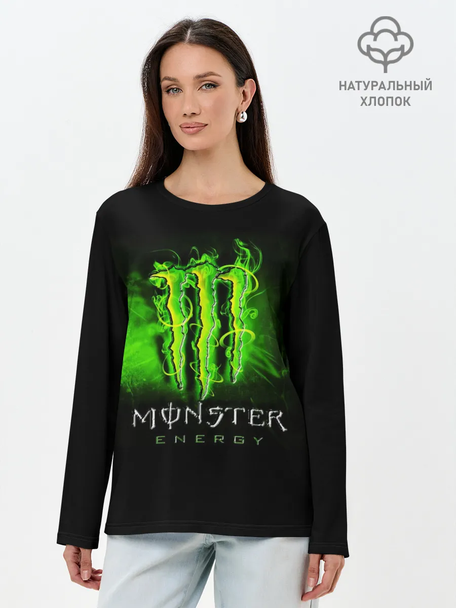 Лонгслив женский. Хлопок / MONSTER ENERGY NEON | НЕОН