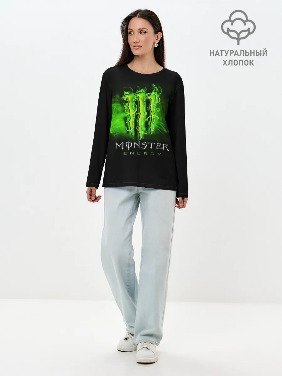 Лонгслив женский. Хлопок / MONSTER ENERGY NEON | НЕОН