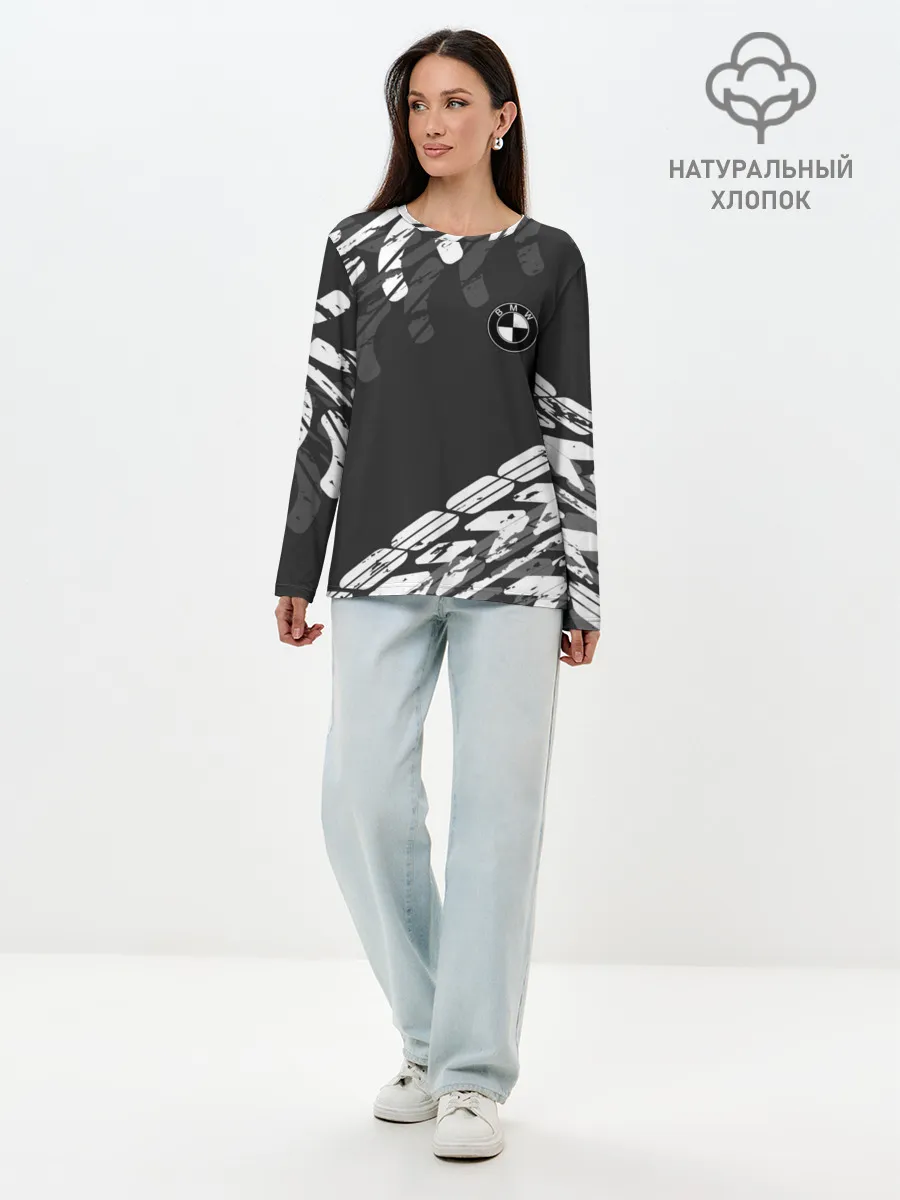Лонгслив женский. Хлопок / БМВ | BMW TIRE TREAD