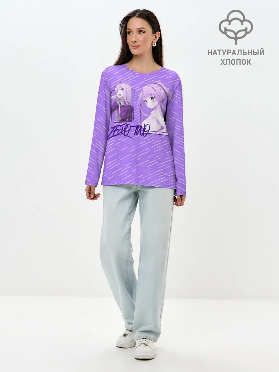 Лонгслив женский. Хлопок / Zero Two в прямоугольнике