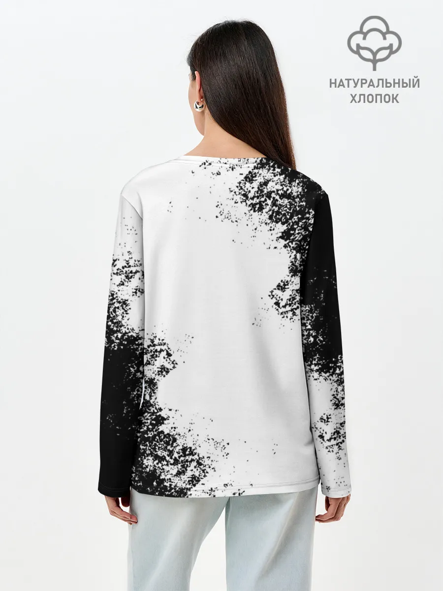 Лонгслив женский. Хлопок / BMW | БМВ РАЗРЕЗАННОЕ ЛОГО