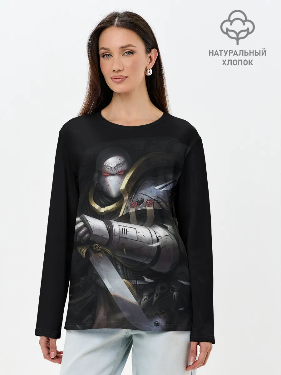 Лонгслив женский. Хлопок / Спейсмарин с ножом