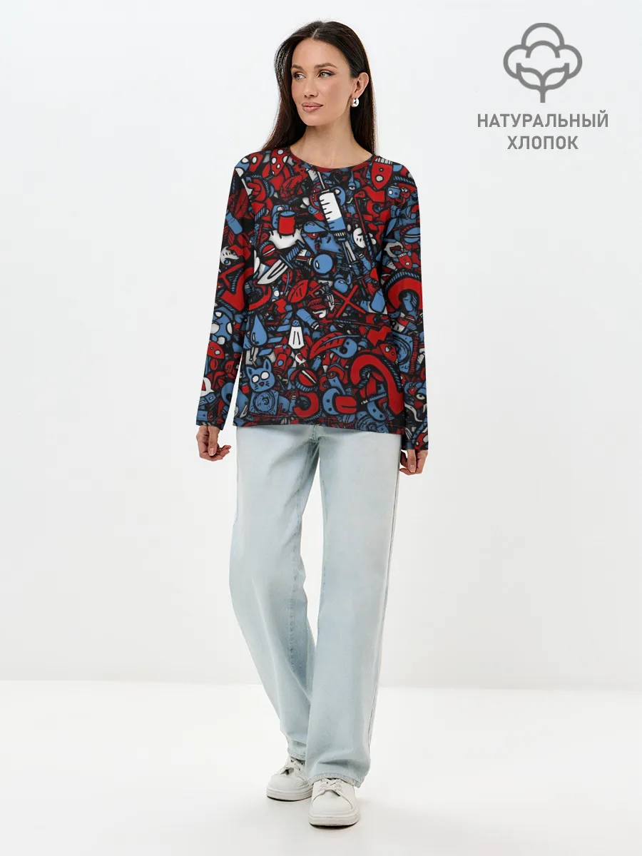 Лонгслив женский. Хлопок / RedBlue stikers