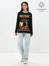 Лонгслив женский. Хлопок / MUSYC IS MY DRUG and AC/DC IS MY DEALER