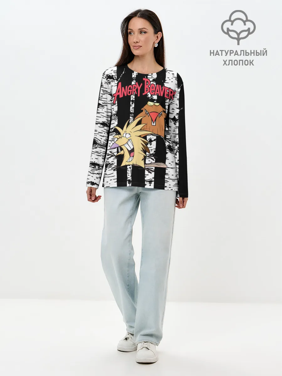 Лонгслив женский. Хлопок / Крутые Бобры