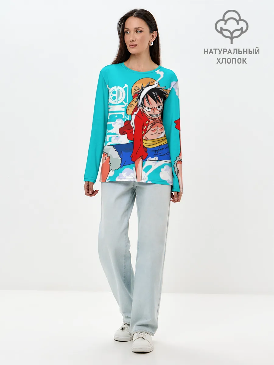 Лонгслив женский. Хлопок / Ван-Пис, Гому Гому но Ми