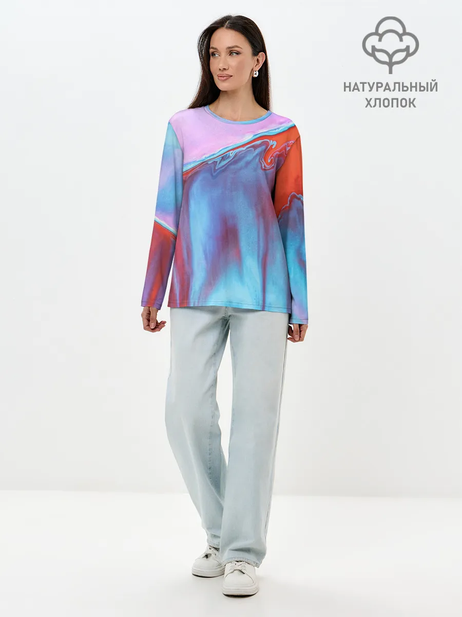 Лонгслив женский. Хлопок / Вода и песок