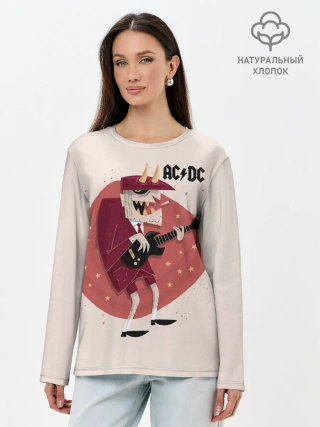 Лонгслив женский. Хлопок / Ангус Янг AC/DC
