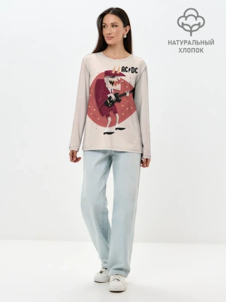 Лонгслив женский. Хлопок / Ангус Янг AC/DC