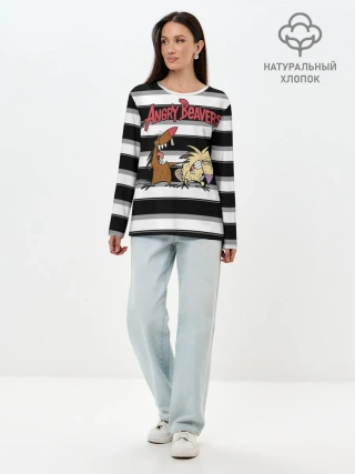 Лонгслив женский. Хлопок / Крутые Бобры