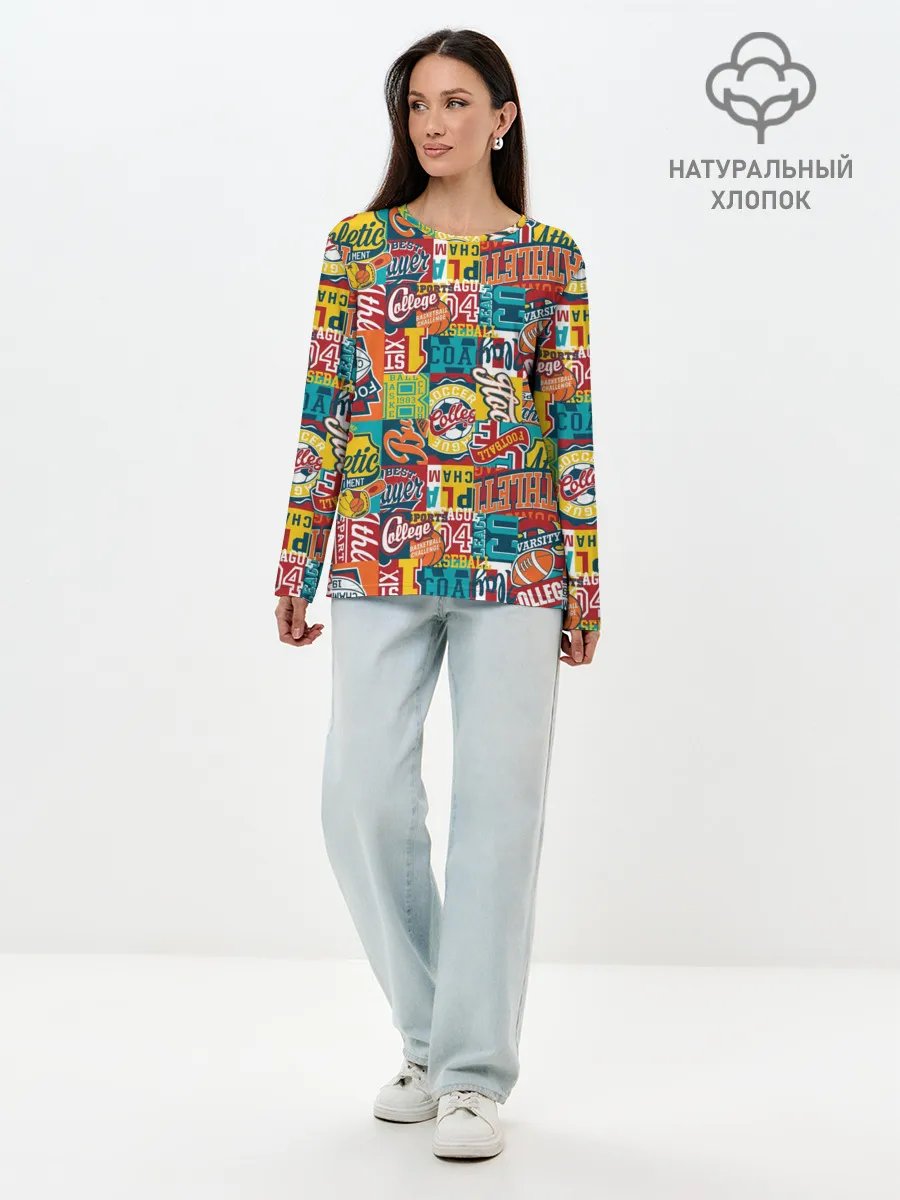 Лонгслив женский. Хлопок / Спортсмен