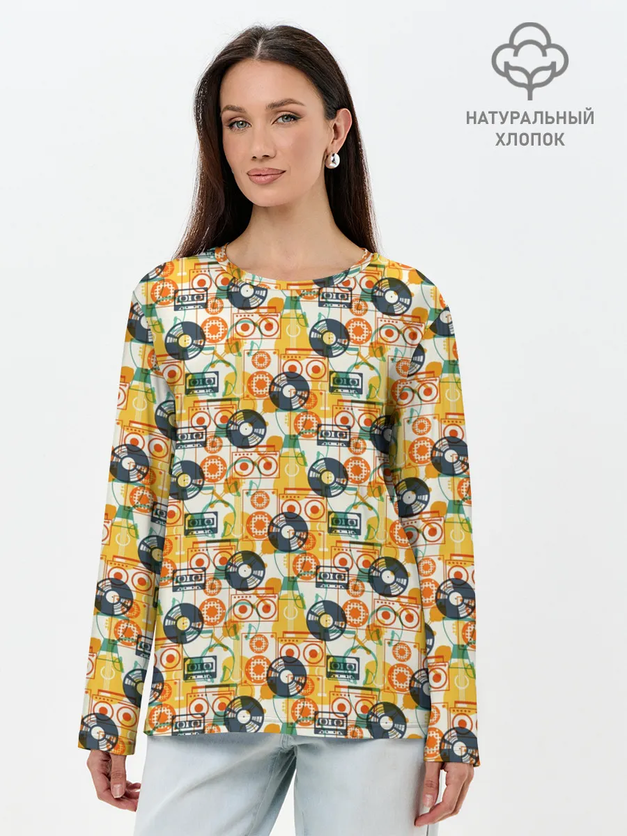 Лонгслив женский. Хлопок / Музыка