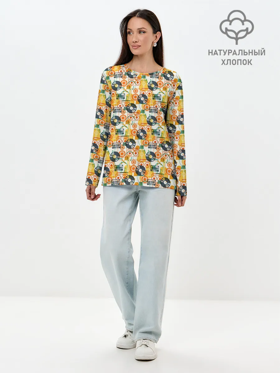 Лонгслив женский. Хлопок / Музыка