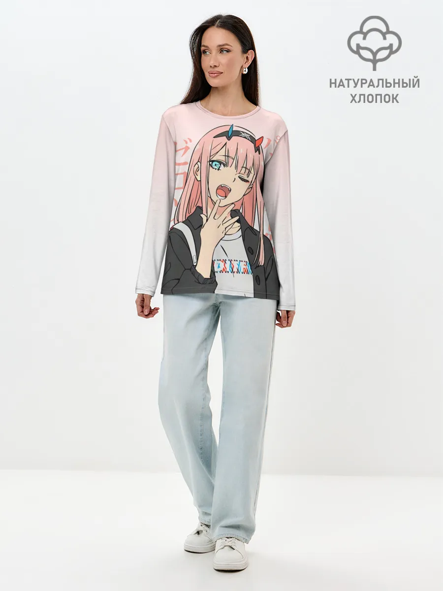 Лонгслив женский. Хлопок / Zero Two Darling in the Franxx