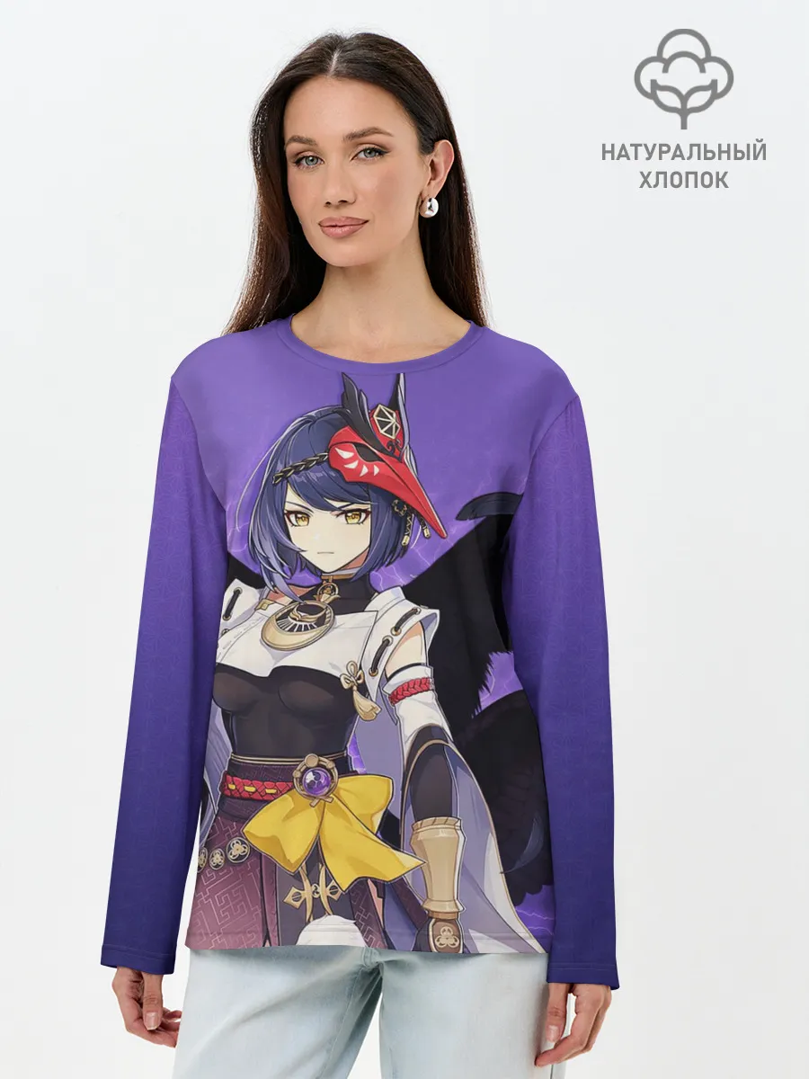 Лонгслив женский. Хлопок / Kujou Sara | Genshin Impact