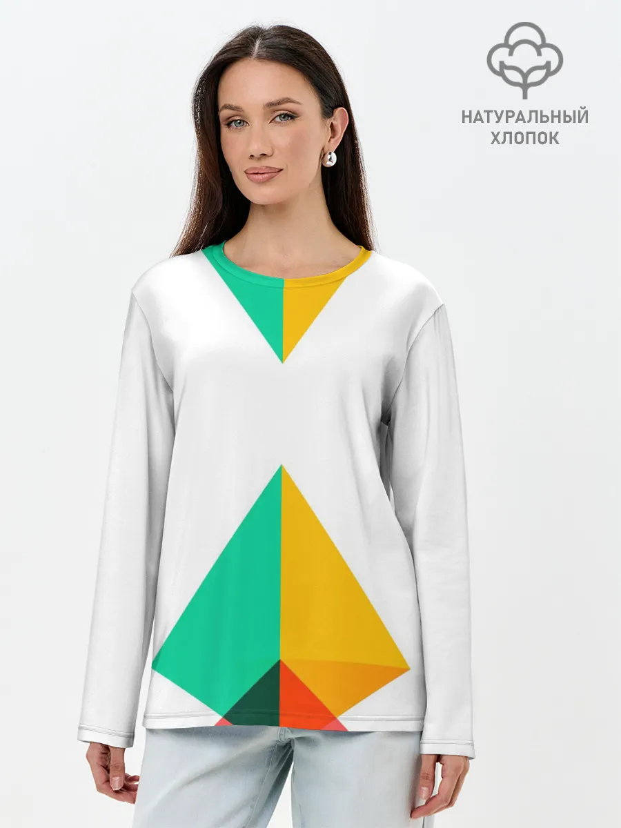 Лонгслив женский. Хлопок / Треугольники