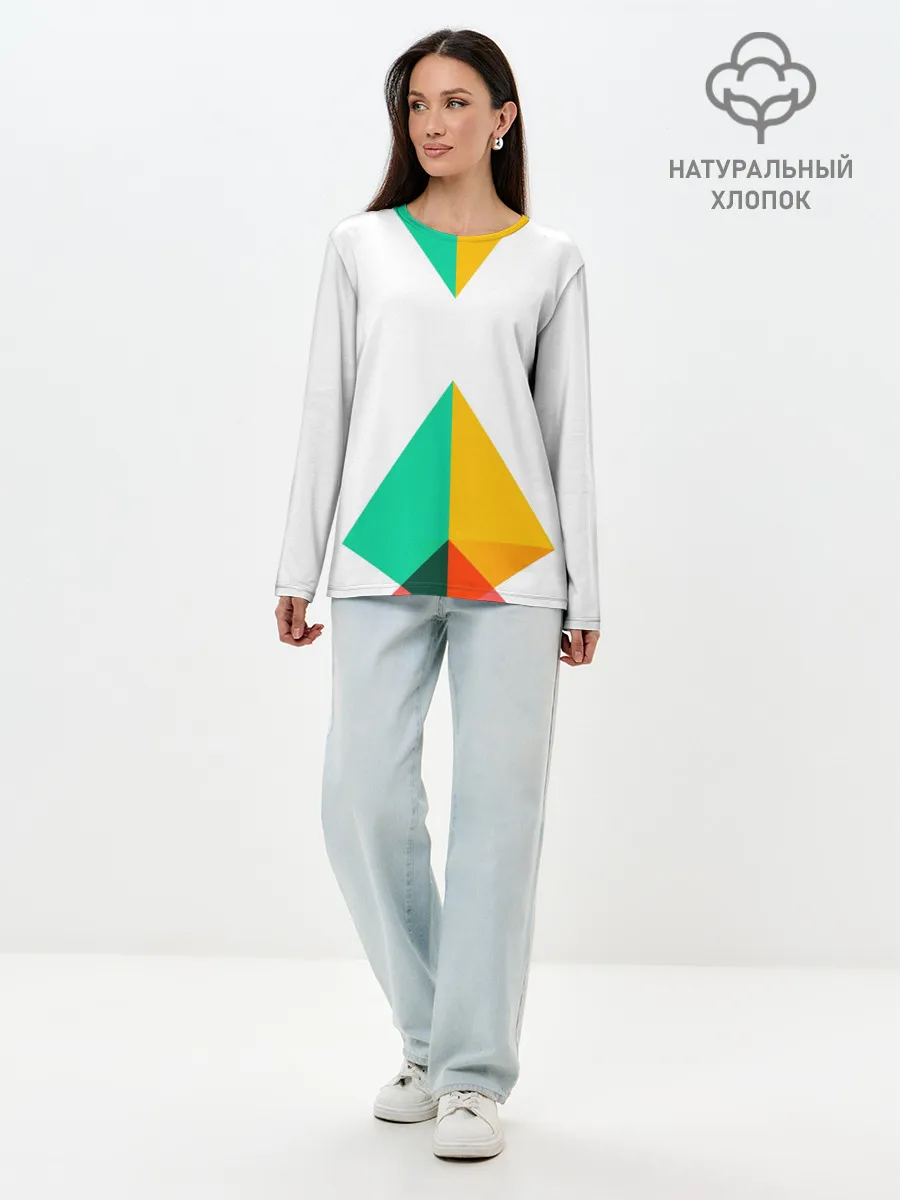 Лонгслив женский. Хлопок / Треугольники