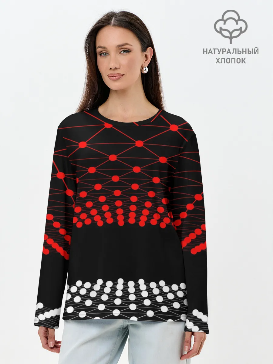 Лонгслив женский. Хлопок / Абстракция