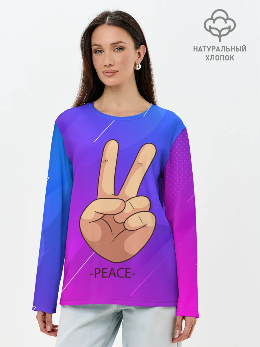 Лонгслив женский. Хлопок / ВСЕМ МИР | PEACE