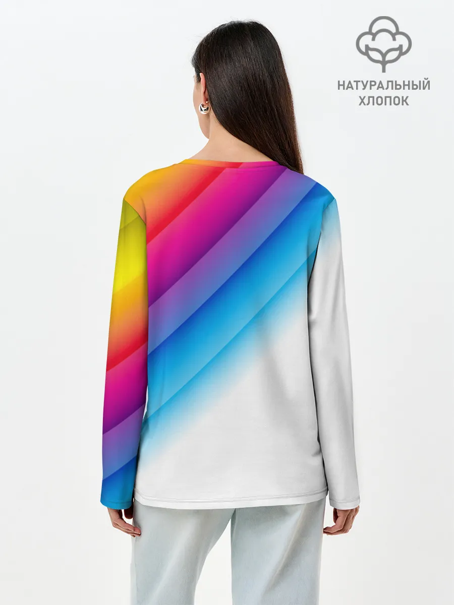 Лонгслив женский. Хлопок / РАДУЖНЫЕ ПОЛОСЫ | RAINBOW