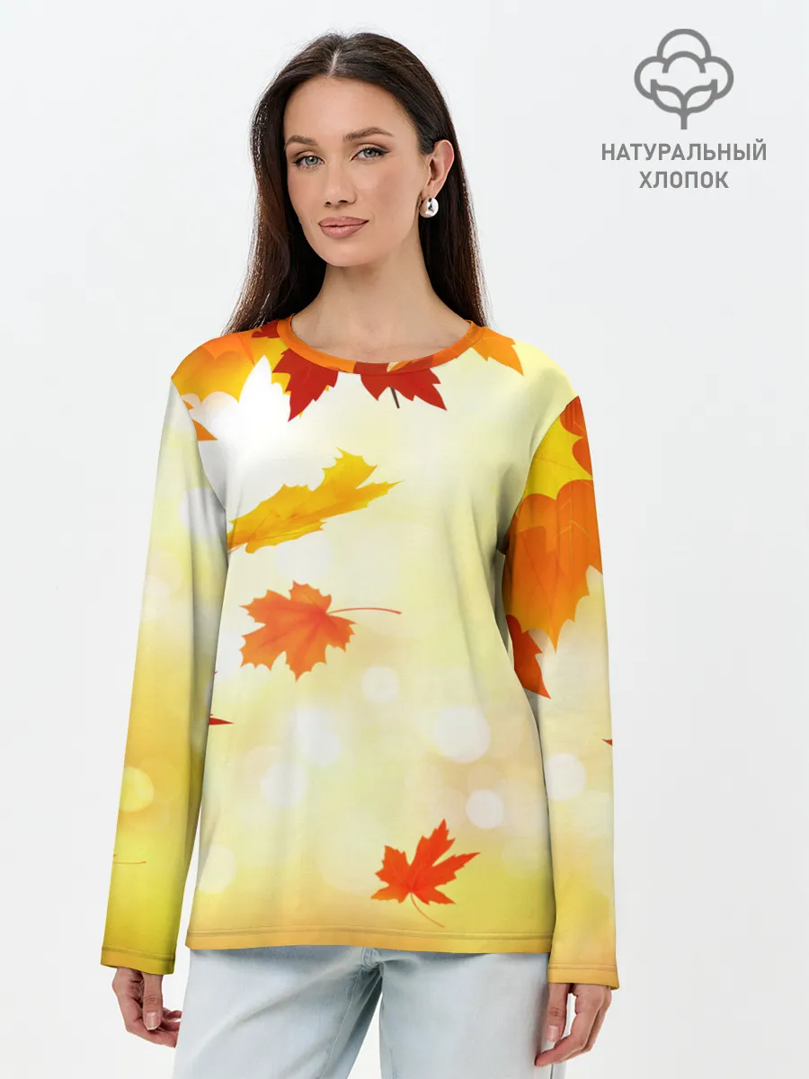Лонгслив женский. Хлопок / ПАДАЮЩИЙ КЛЕН | ОСЕННЯЯ