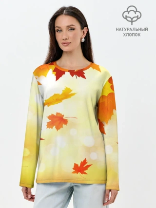 Лонгслив женский. Хлопок / ПАДАЮЩИЙ КЛЕН | ОСЕННЯЯ