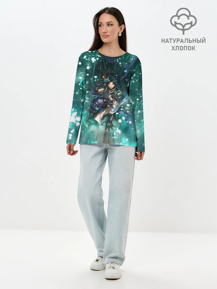Лонгслив женский. Хлопок / Сяо | Геншин Импакт