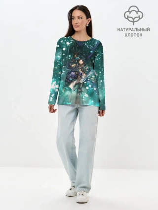 Лонгслив женский. Хлопок / Сяо | Геншин Импакт