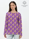 Лонгслив женский. Хлопок / Бананы на лиловом паттерн