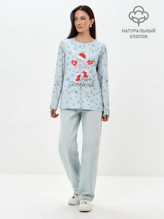Лонгслив женский. Хлопок / Рождественская метель