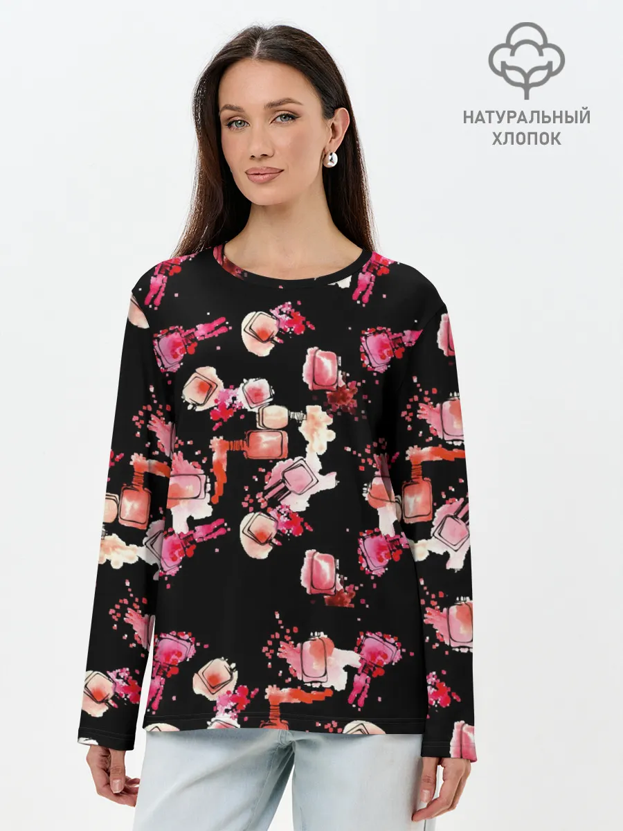 Лонгслив женский. Хлопок / беспорядочный лак